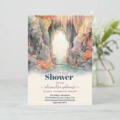 海の生き物の下の青い男の子の赤ちゃんシャワー 招待状 (スタンド正面)