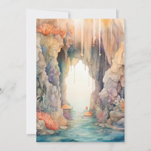 海の生き物の下の青い男の子の赤ちゃんシャワー 招待状 (裏面)