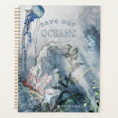 海の生き物の水のカラーシーンの下 プランナー手帳 (正面)