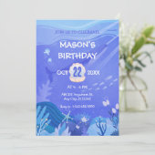 海の生き物の誕生日の下の紫 招待状 (スタンド正面)