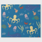 海の生き物の青の下で ラッピングペーパー (フラット)