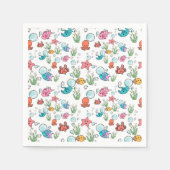 海の生き物をテーマにしたナプキン、水中のテーマ スタンダードカクテルナプキン (正面)