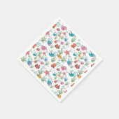 海の生き物をテーマにしたナプキン、水中のテーマ スタンダードカクテルナプキン (角)