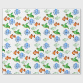 海の生き物をテーマにした誕生日またはベビーシャワー ラッピングペーパー (フラット)