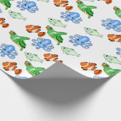 海の生き物をテーマにした誕生日またはベビーシャワー ラッピングペーパー (角)