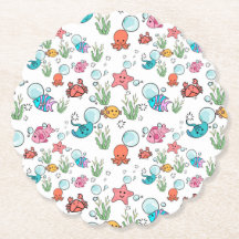 海の生き物コースター、海の生き物テーブルウェア