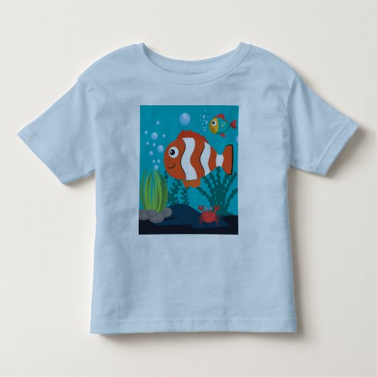 海の生き物パターン魚カニ海藻をカスタマイズする トドラーTシャツ (正面)