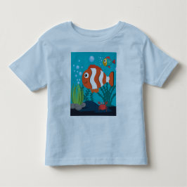 海の生き物パターン お魚 カニ 海藻 をカスタマイズ トドラーTシャツ