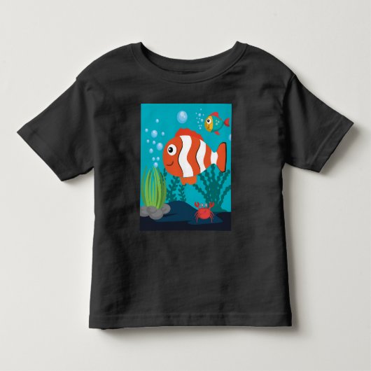 海の生き物パターン カニ イソギンチャク 海藻をカスタマイズ トドラーTシャツ (正面)