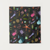 海の生き物パターン タペストリー (正面)