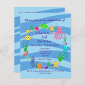 海の生き物パーティー招待状 招待状 (正面/裏面)