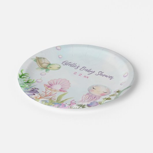 海の生き物ベビーシャワープレート ペーパープレート (アングル)