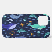 海の生き物:クジラ、クラゲ模様。 Case-Mate iPhoneケース (裏面 (横))