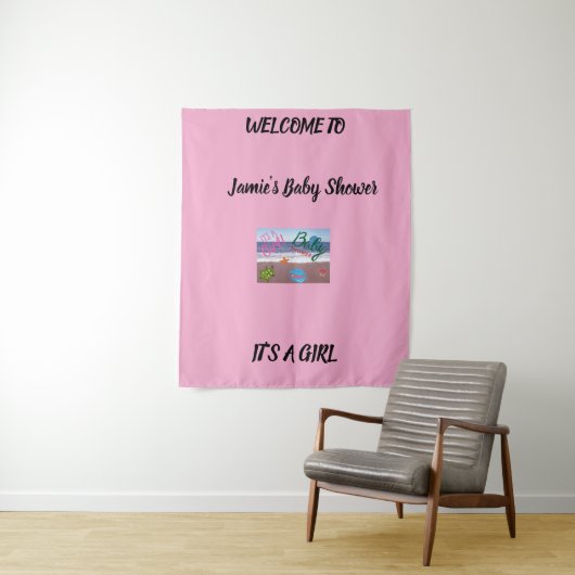 海の生き物 ベイビーシャワー ピンクの背景 タペストリー (インサイチュ)