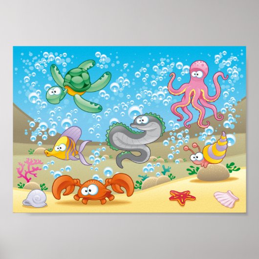 海の生き物 11" x 8.5", バリューポスター紙(マット) ポスター (正面)