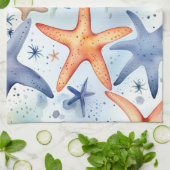 海の生命の水の色の海の星 キッチンタオル (折り畳み)