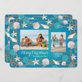 海の生命写真フレーム ホリデーカード 招待状 (正面/裏面)