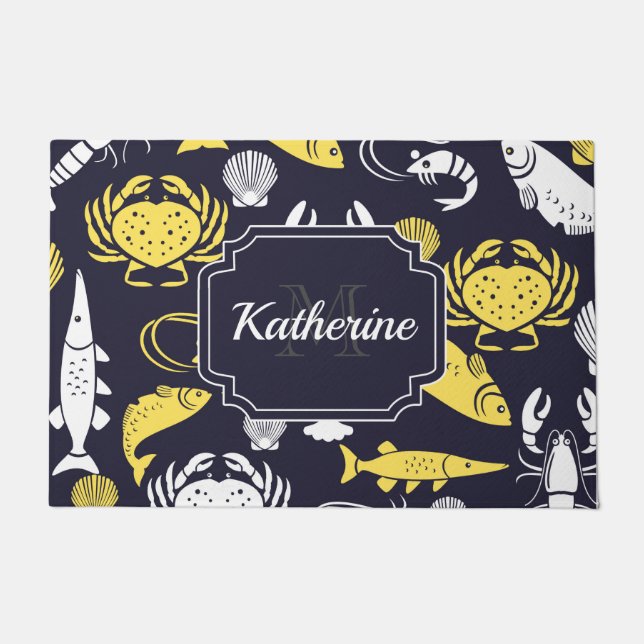 海の生活パターン ドアマット (正面)