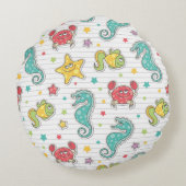 海の生物のパターン ラウンドクッション (裏面)