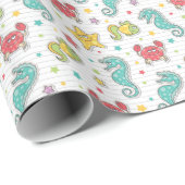 海の生物のパターン ラッピングペーパー (ロールコーナー)