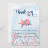 海の生物のベビーシャワーの下のコーラルブルー サンキューカード (正面)