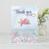 海の生物のベビーシャワーの下のコーラルブルー サンキューカード (スタンド正面)