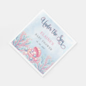 海の生物のベビーシャワーの下のコーラルブルー スタンダードランチョンナプキン (角)