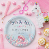 海の生物のベビーシャワーの下のコーラルブルー ペーパープレート (パーティー)