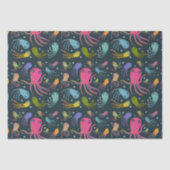 海の生物の漫画の暗い背景の下 薄葉紙 (正面)