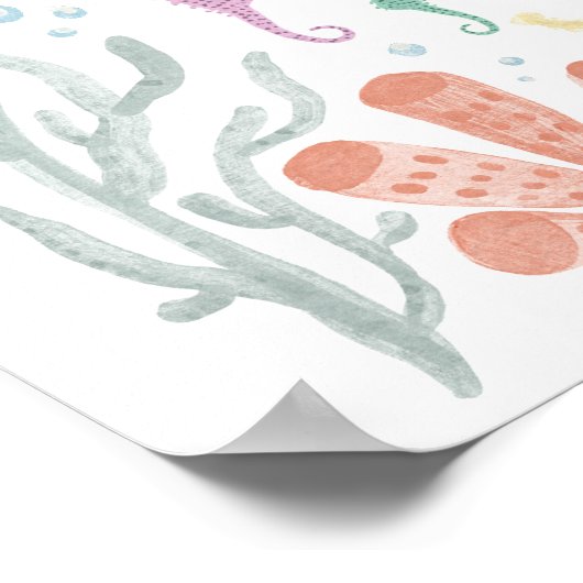 海の男の子の下で赤ちゃんシャワー歓迎サイン ポスター (角)