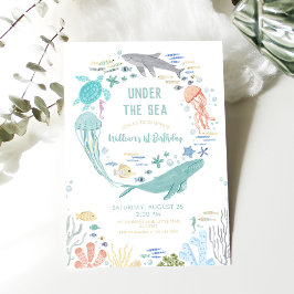 海の男の子の下の最初の誕生日 招待状