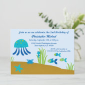 海の男の子の誕生日のパーティの招待状の下でかわいい 招待状 (スタンド正面)