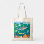 海の男の子の誕生日パーティーの下で笑顔のサメ トートバッグ (裏面)