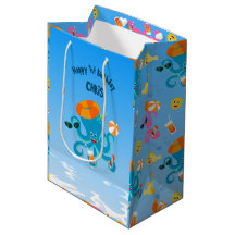 海の男の子の誕生日パーティーの下の青タコ