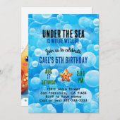 海の男の子の誕生日パーティーの招待の下で可愛い 招待状 (正面/裏面)