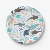 海の男の子の赤ちゃんのシャワーの下で ペーパープレート (正面)