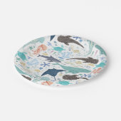 海の男の子の赤ちゃんのシャワーの下で ペーパープレート (アングル)