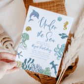 海の男の子の赤ちゃんのシャワーの下で 招待状