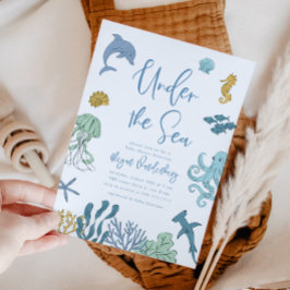 海の男の子の赤ちゃんのシャワーの下で 招待状