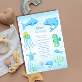 海の男の子の赤ちゃんシャワーの下の男の子だ 招待状