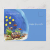 海の男の子の赤ちゃんシャワーの下の青い人魚 インビテーションポストカード (裏面)