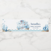 海の男の子の赤ちゃん航海ののシャワーの下の青いクジラ ペットボトルラベル (シングルラベル)