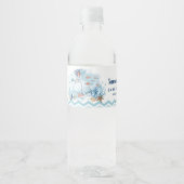 海の男の子の赤ちゃん航海ののシャワーの下の青いクジラ ペットボトルラベル (正面)