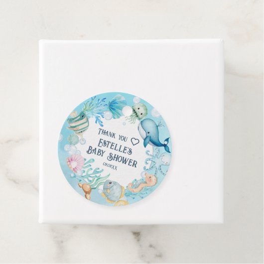 海の男の赤ちゃんの下の青い赤ちゃんシャワー フェイバータグ (インサイチュ)