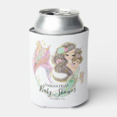 海の白いクーラーボックスの下の人魚の赤ちゃんシャワー 缶クーラー (缶正面)