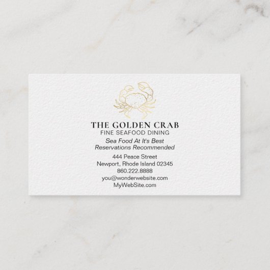海の白によって*~*の金カニの素晴らしい食事 名刺 (裏面)