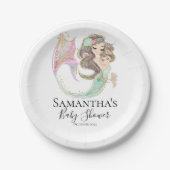 海の白の下で人魚の赤ちゃんシャワー ペーパープレート (正面)