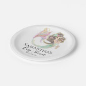 海の白の下で人魚の赤ちゃんシャワー ペーパープレート (アングル)