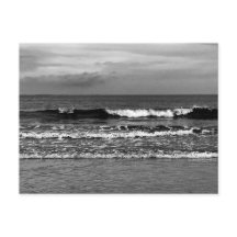 海の白黒の写真を含むはがき