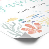 海の看板の下でピンクのクジラを好む ポスター (角)